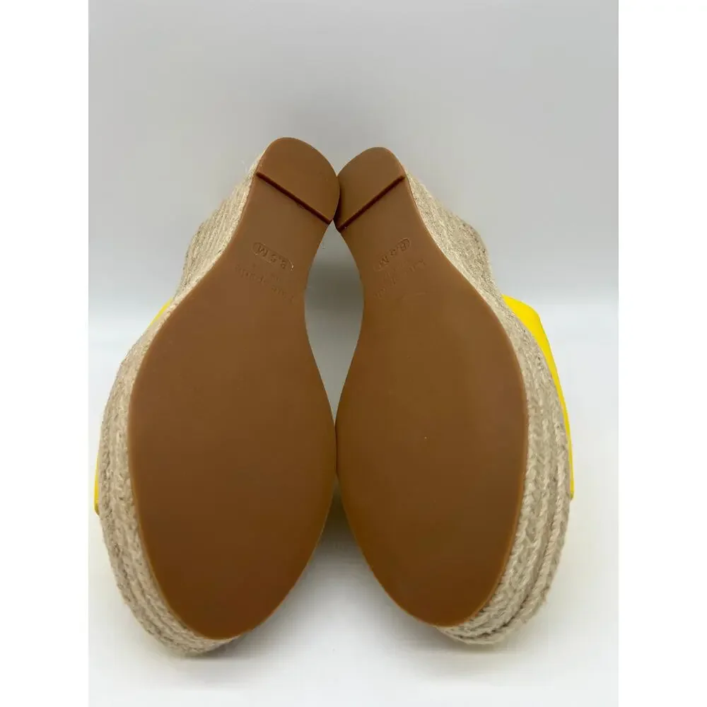 Kate Spade Tenley Espadrille Wedge Mule Sandal Yellow Leather S8311001 Size 8.5
